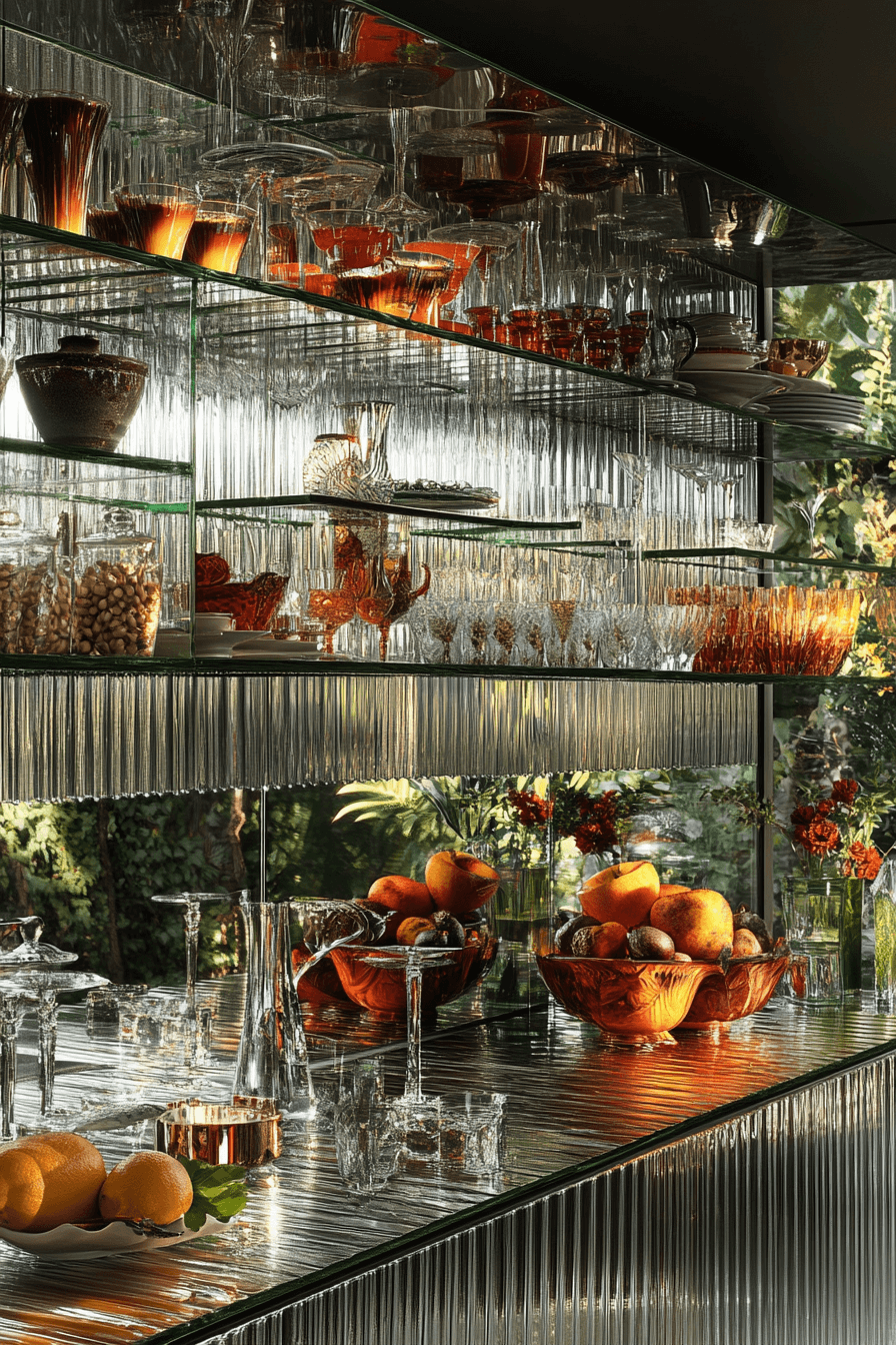fluted glass kitchen cabinets