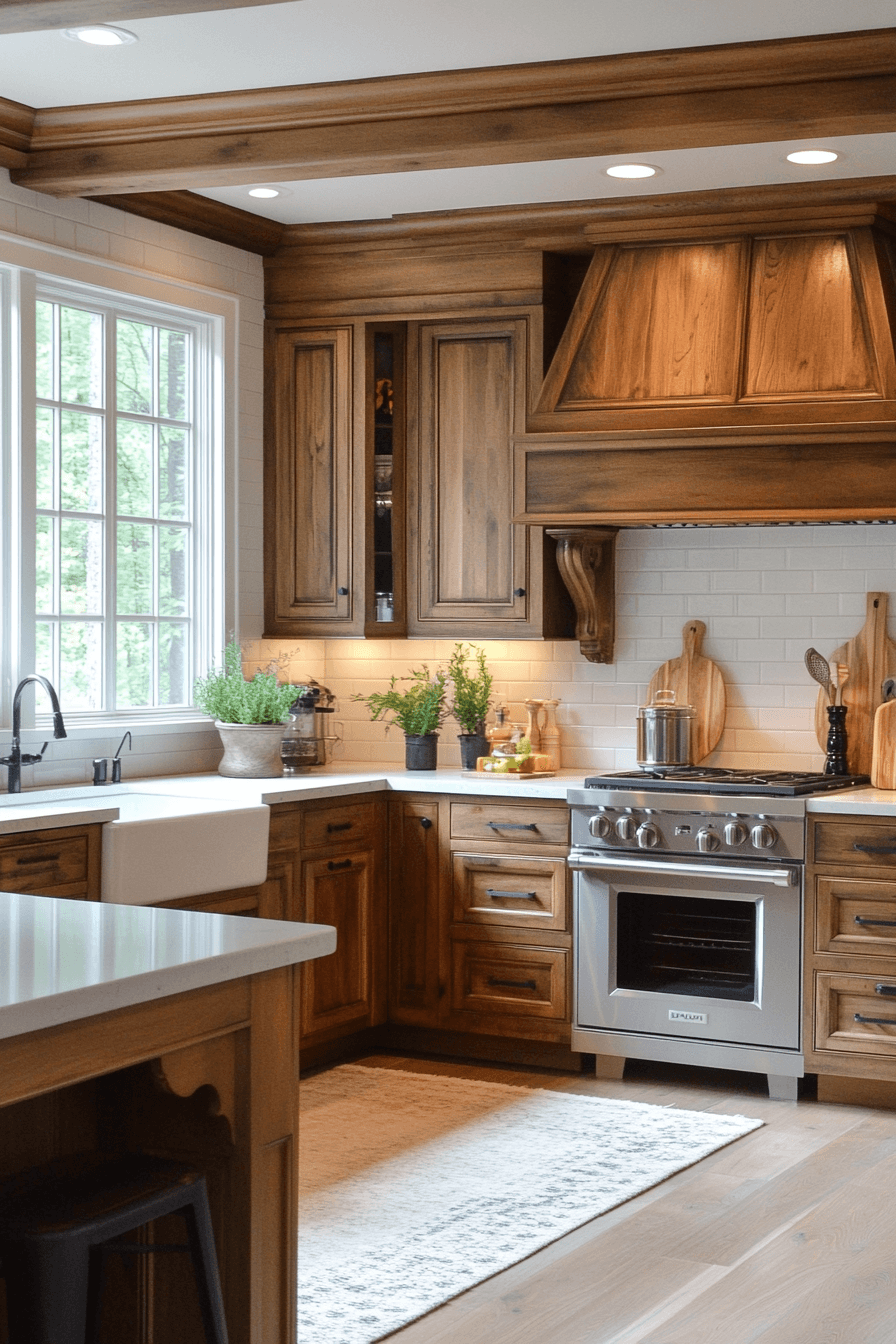 warm wood kitchen cabinets