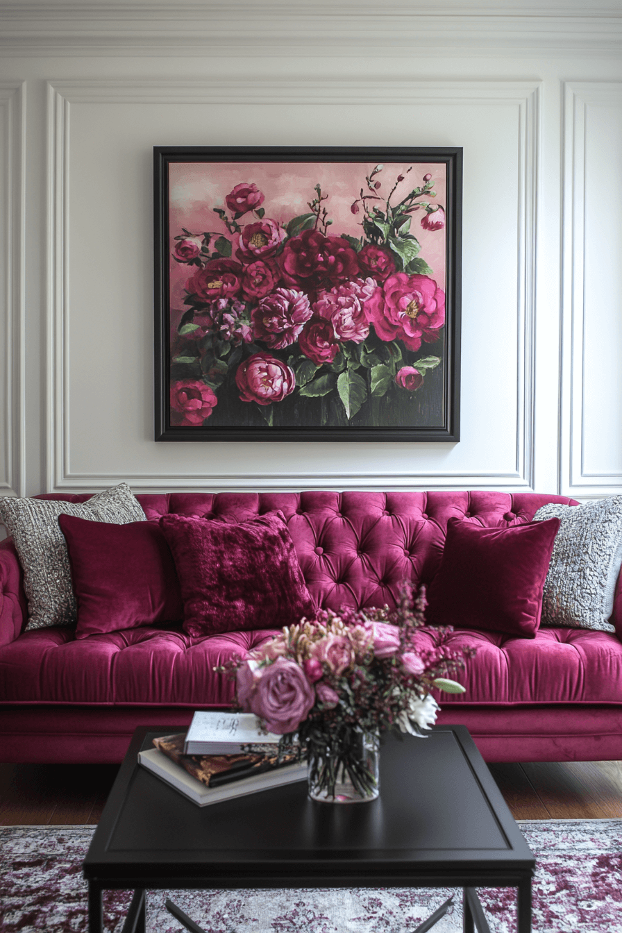 burgundy couch living room