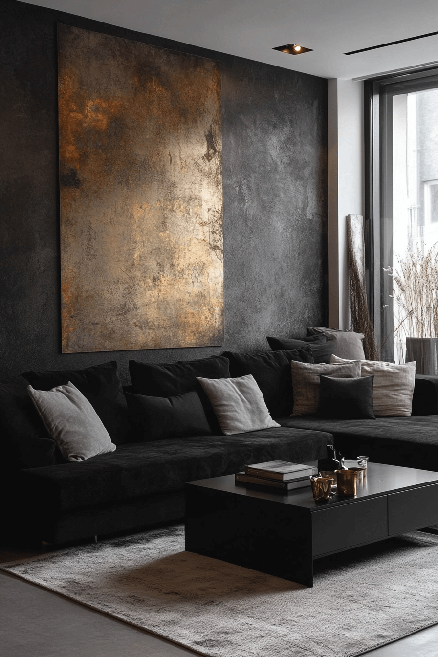 dark couch living room