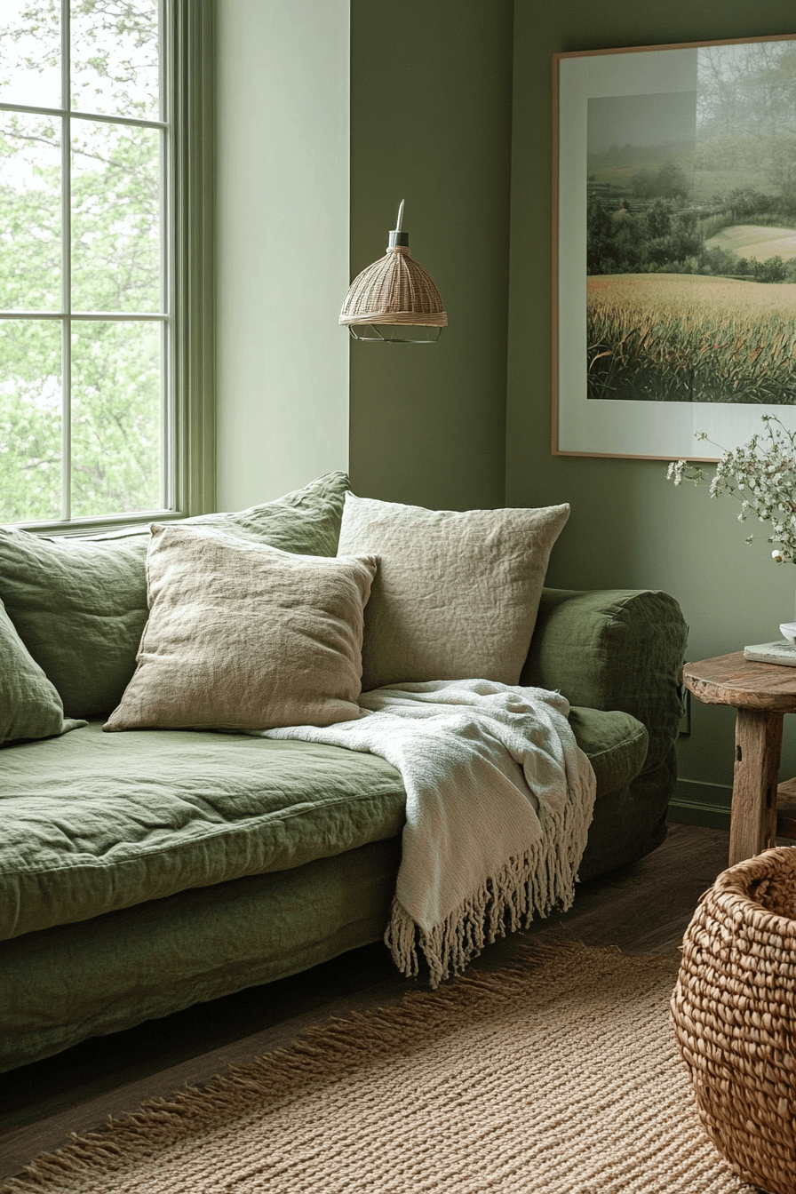 olive green couch living room ideas
