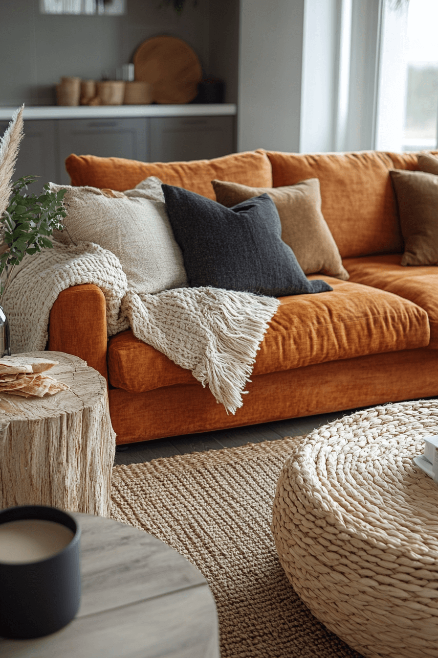 rust couch living room ideas