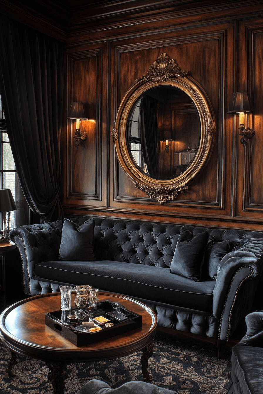 dark couch living room