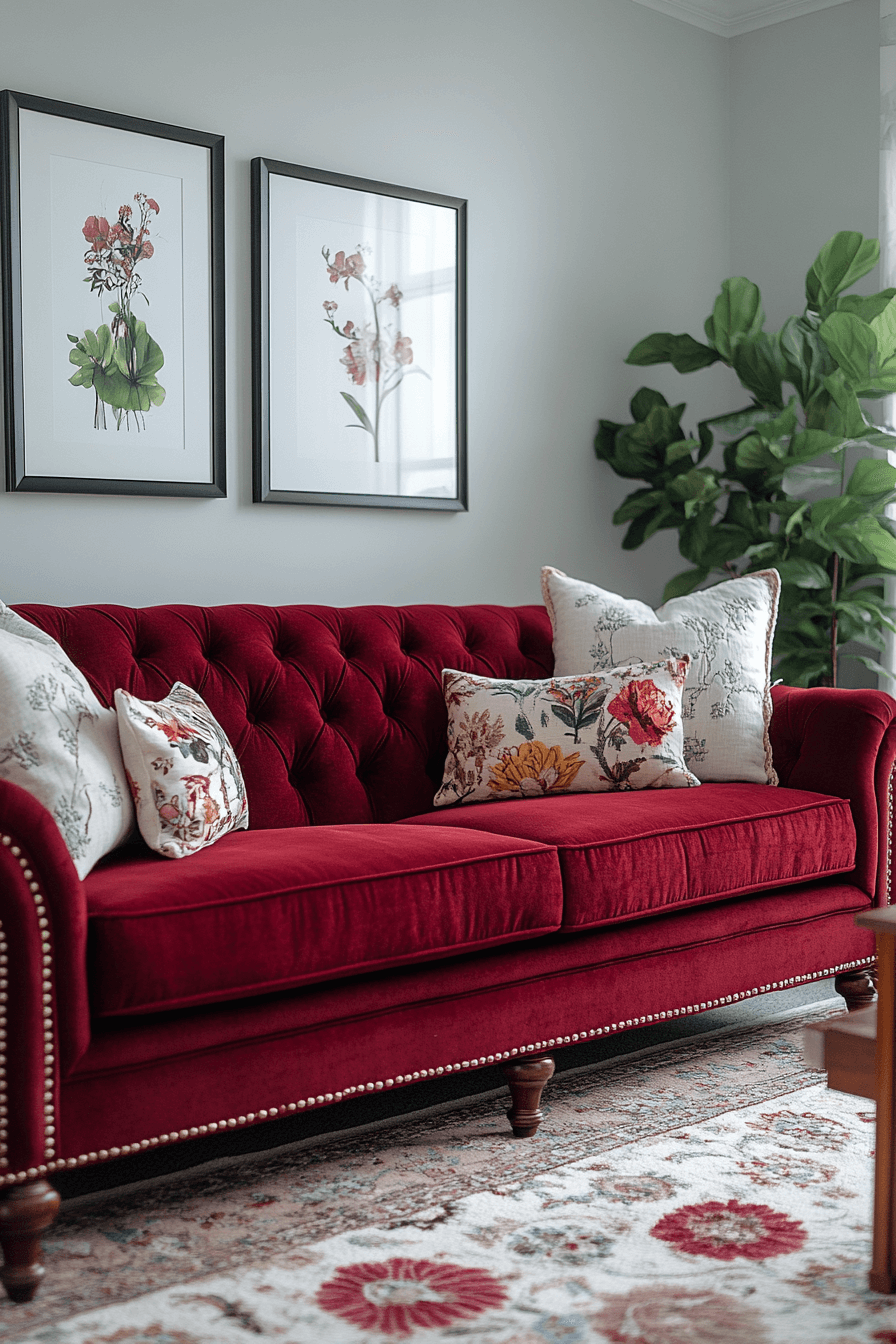 burgundy couch living room