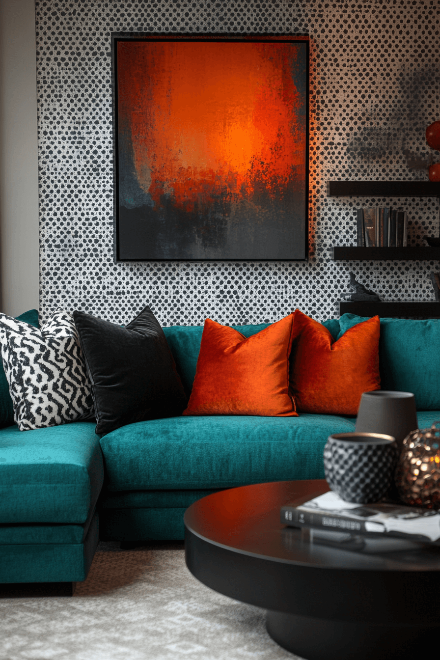 teal couch living room