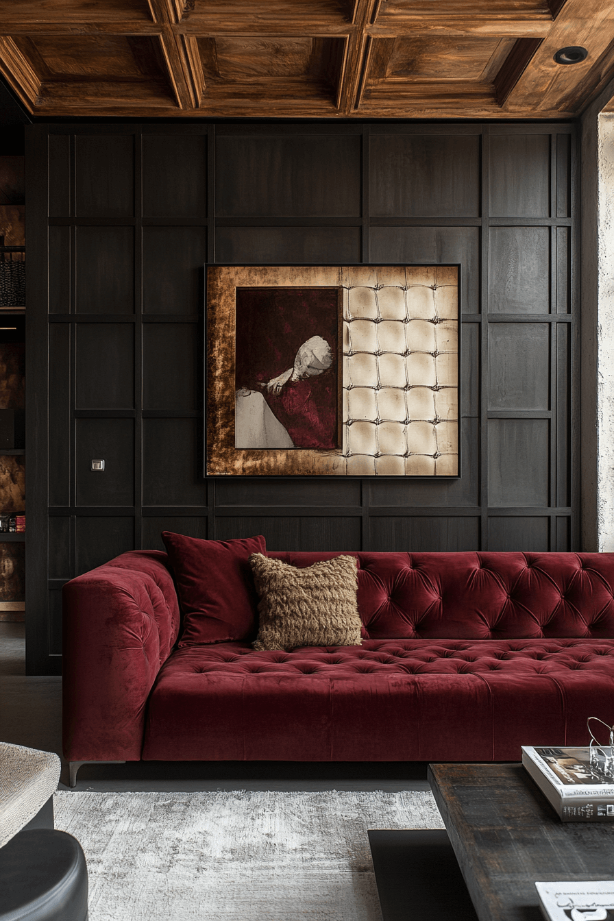 burgundy couch living room