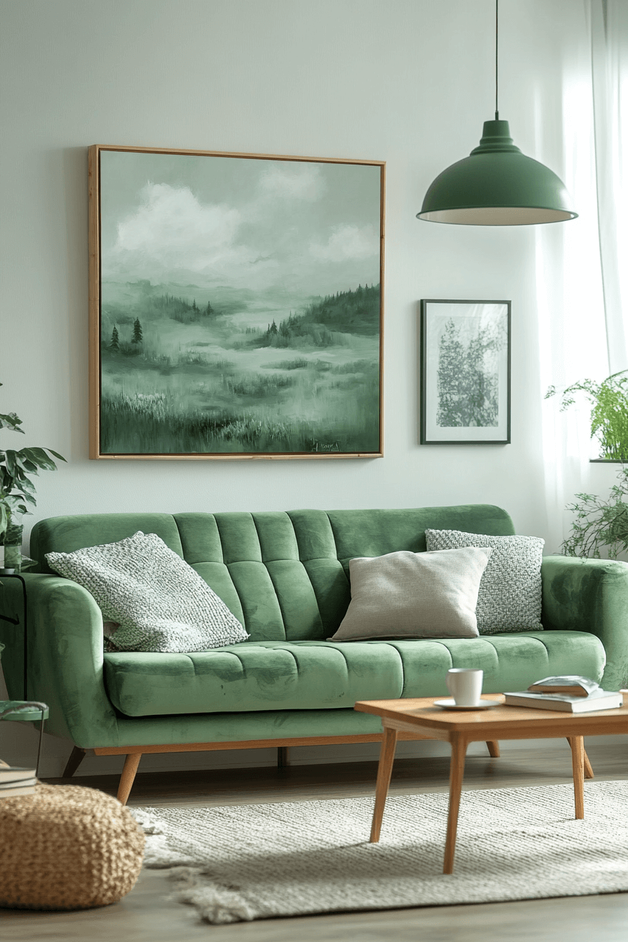 25+ Green Couch Living Room Ideas That Add Fresh Energy to Your Home green couch living room ideas