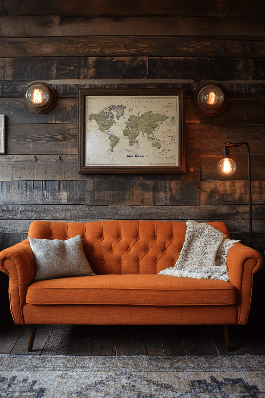 orange couch living room