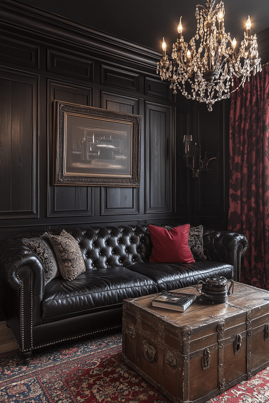 dark couch living room