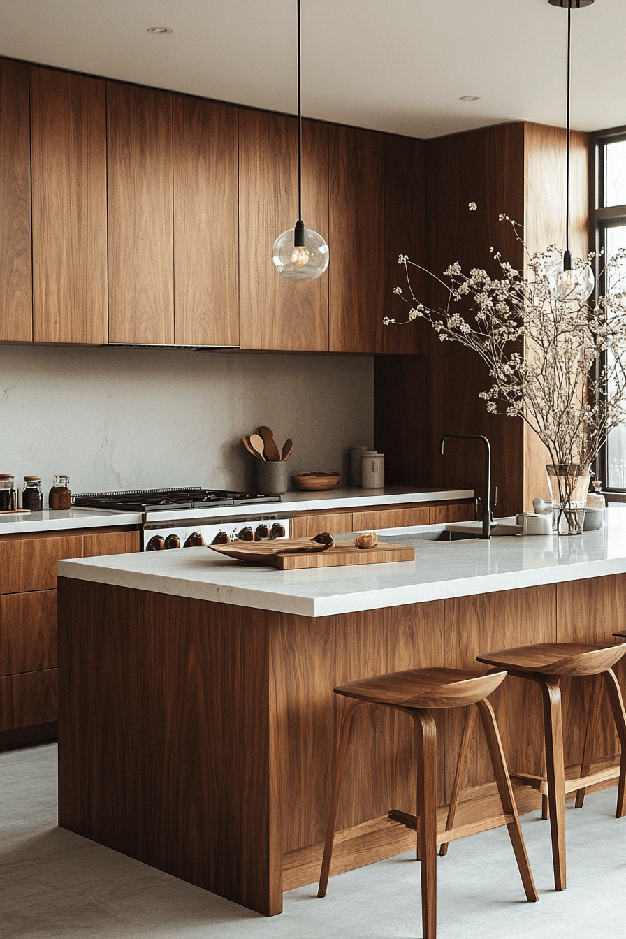 warm wood kitchen cabinets
