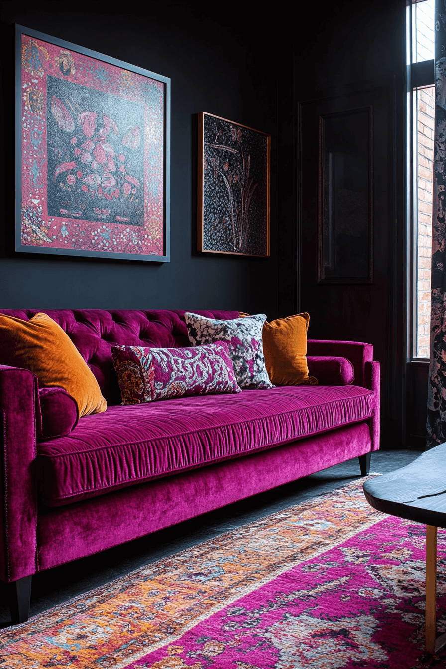 burgundy couch living room