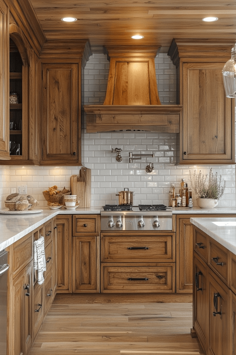warm wood kitchen cabinets