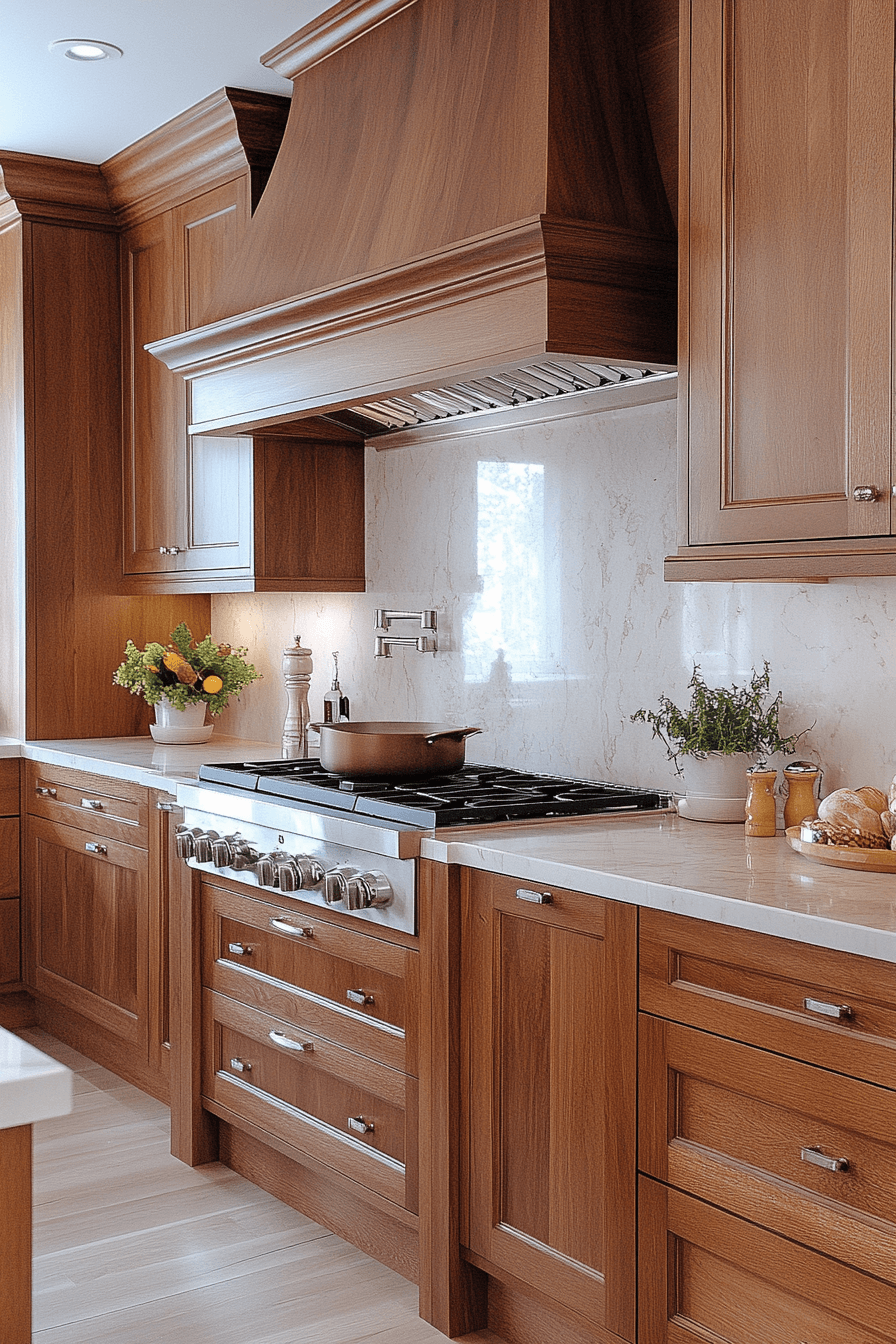 warm wood kitchen cabinets