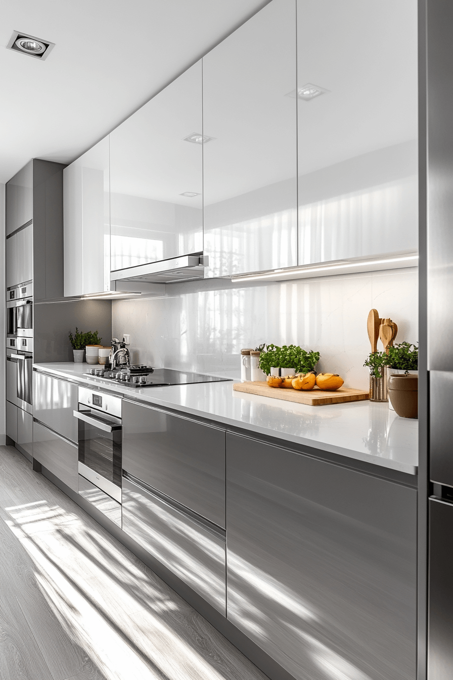 grey and white kitchen cabinets