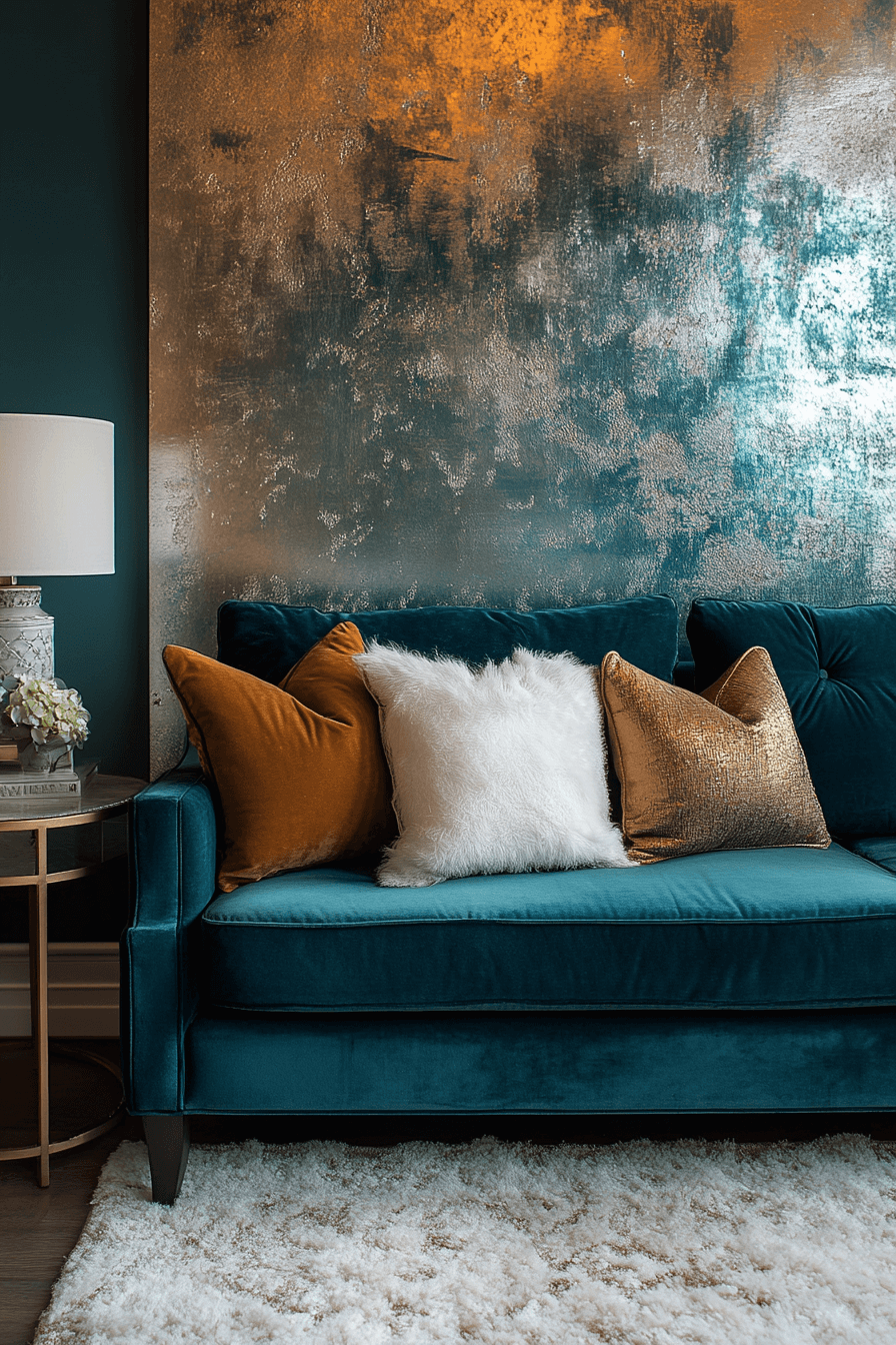 teal couch living room