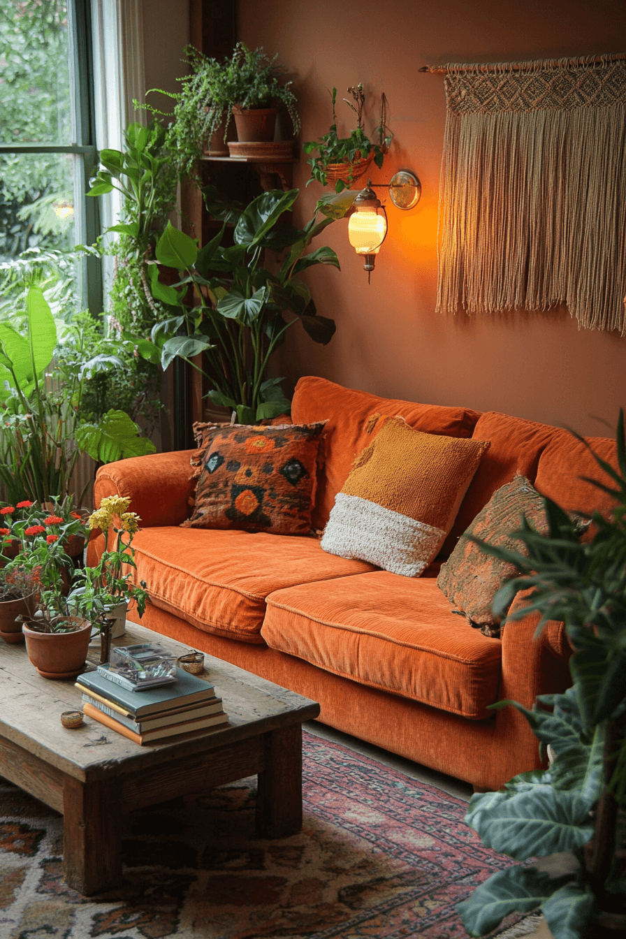 rust couch living room ideas