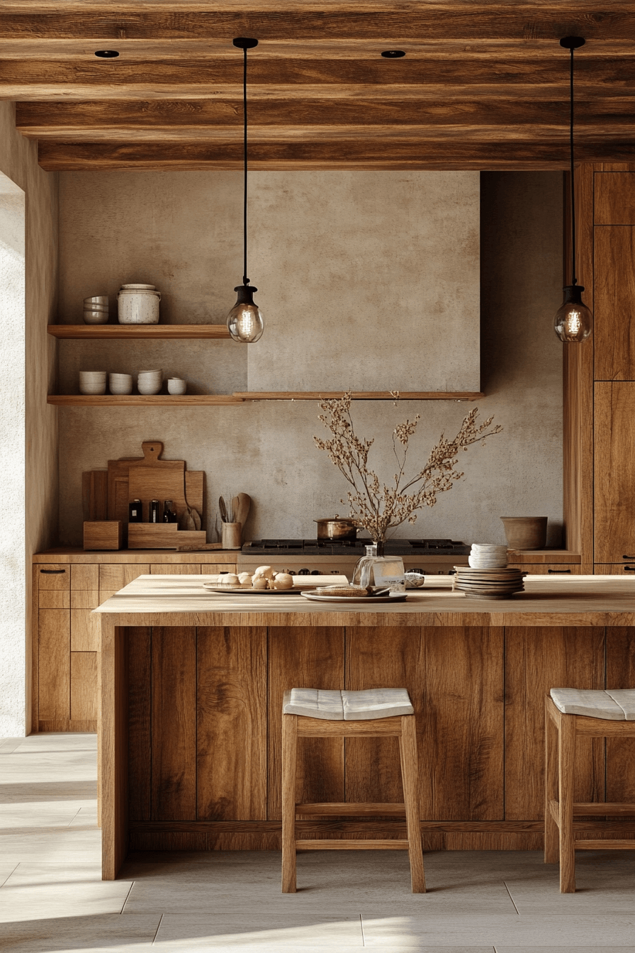 warm wood kitchen cabinets