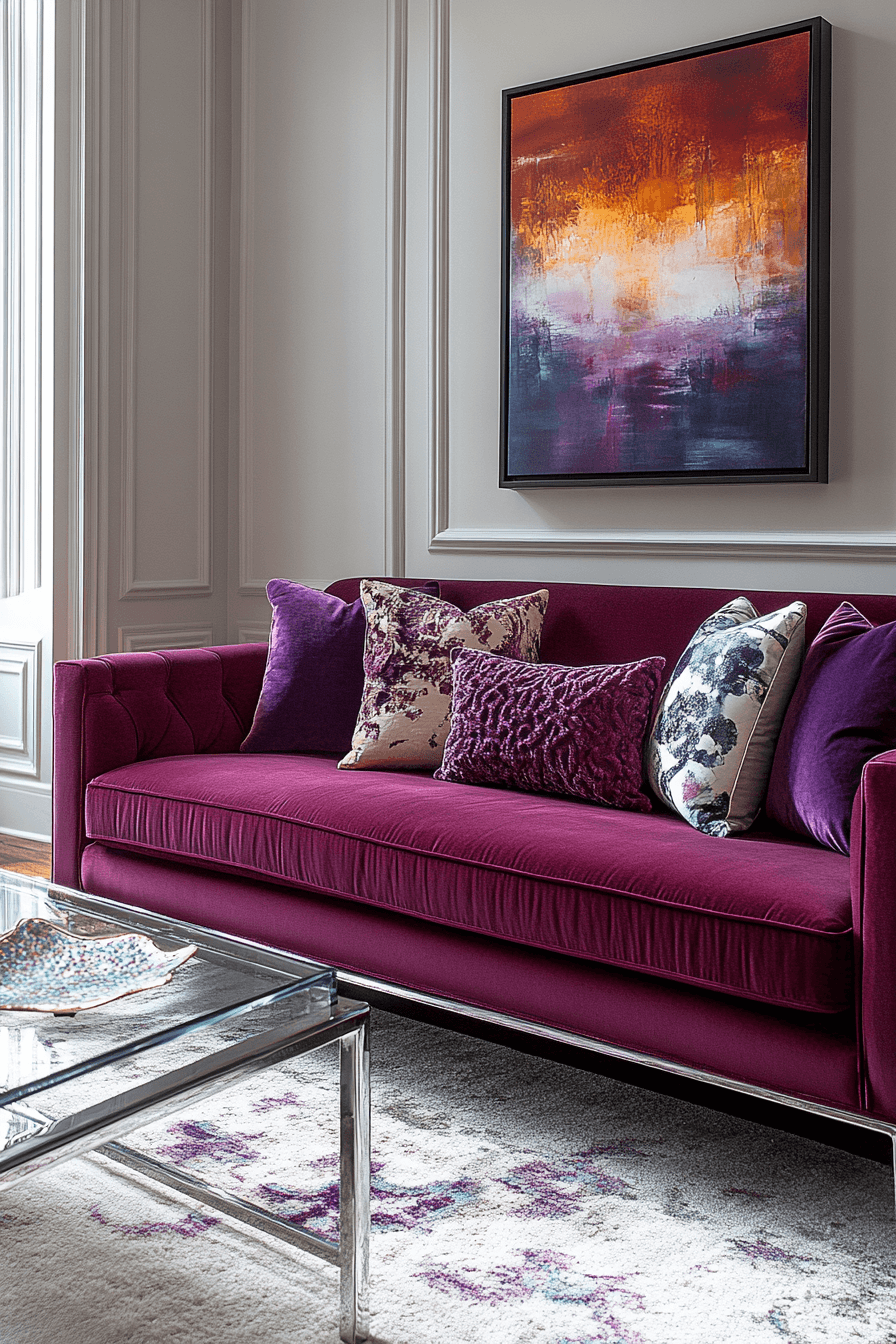 burgundy couch living room