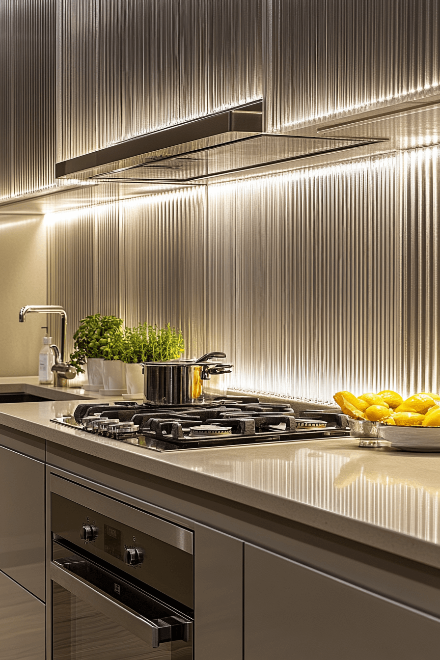 fluted glass kitchen cabinets