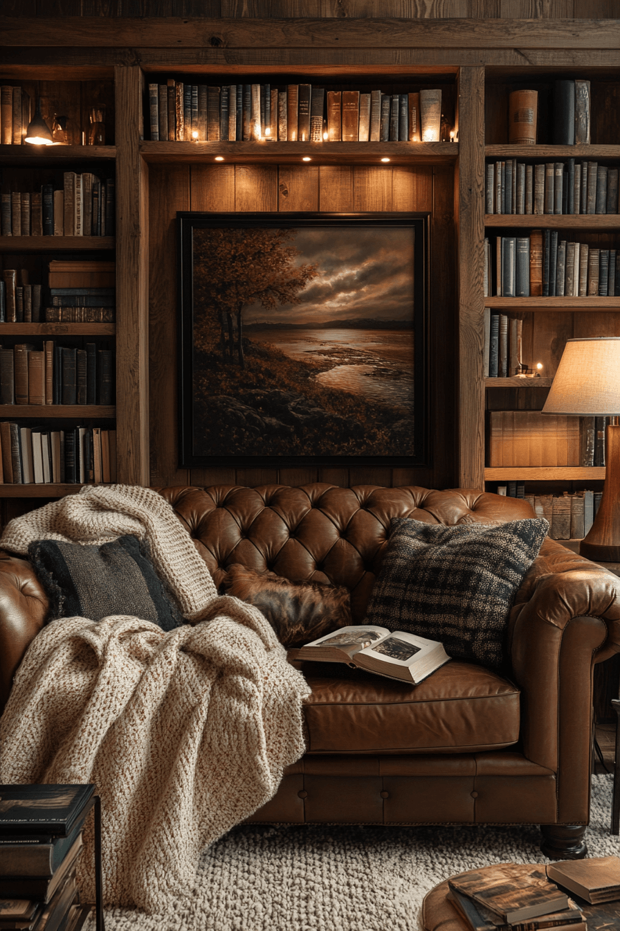 cognac couch living room ideas