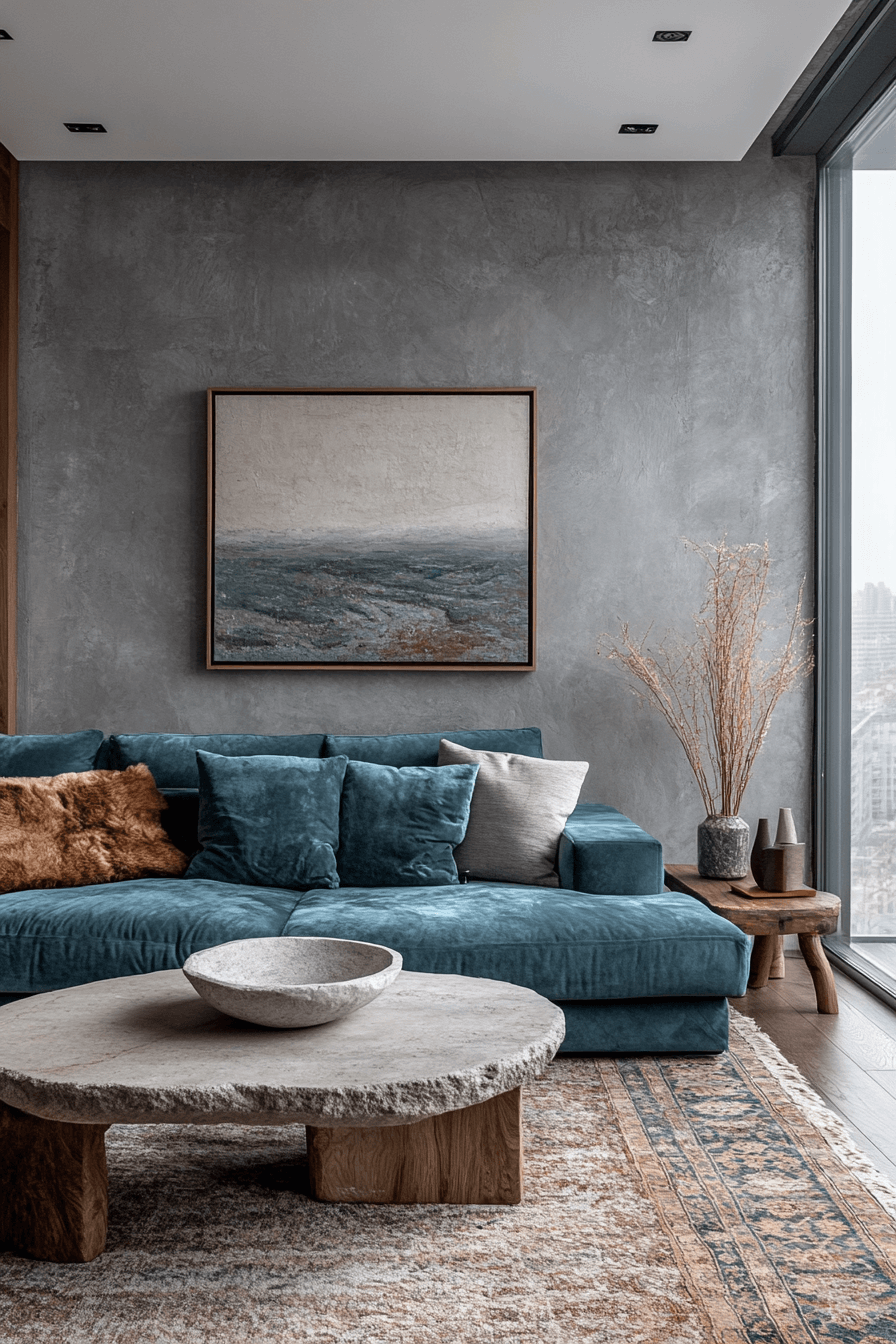 blue couch living room ideas