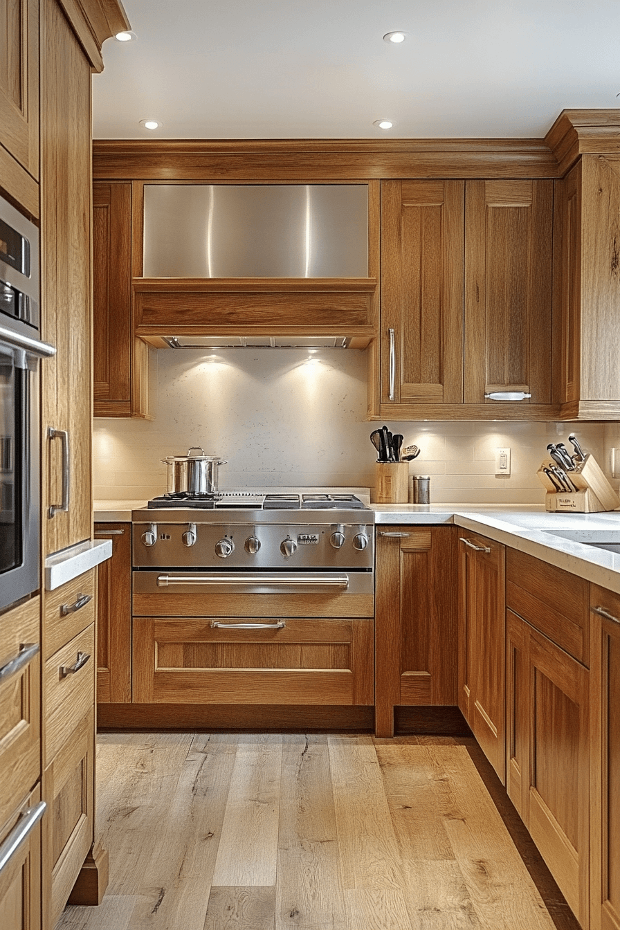 warm wood kitchen cabinets