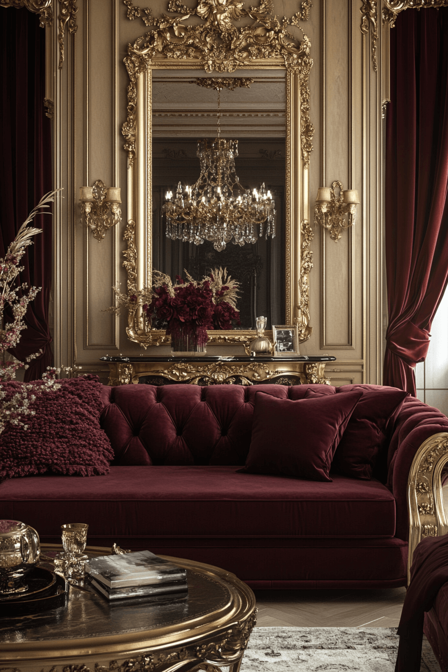 burgundy couch living room