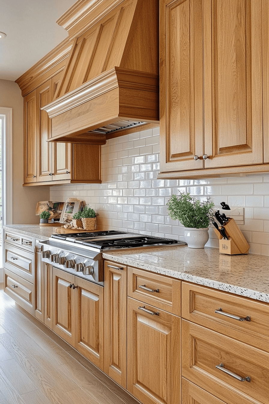 27+ Golden Oak Kitchen Cabinets That Make Every Detail Stand Out golden oak kitchen cabinets