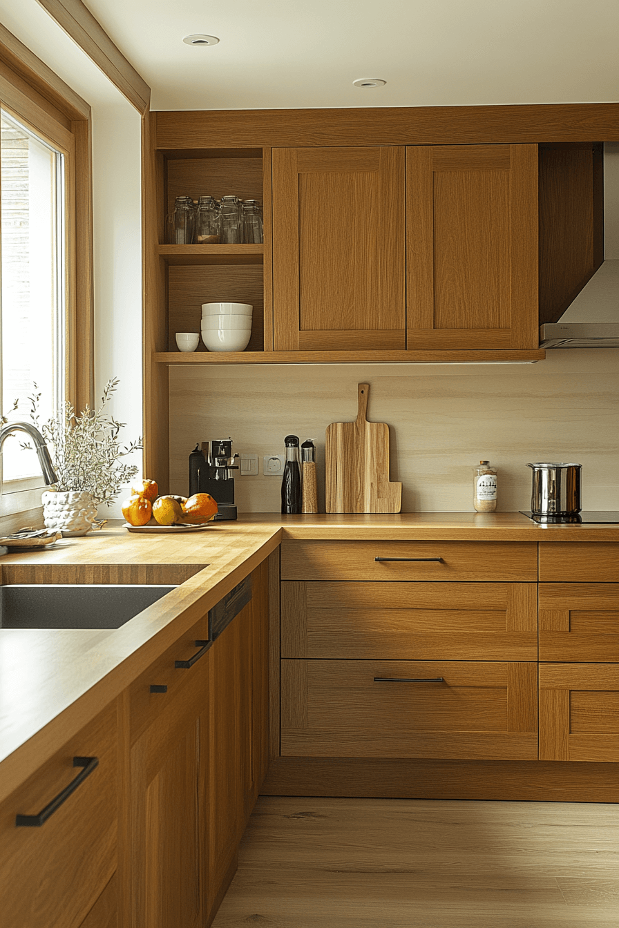 warm wood kitchen cabinets