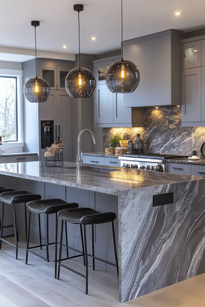 grey and white kitchen cabinets