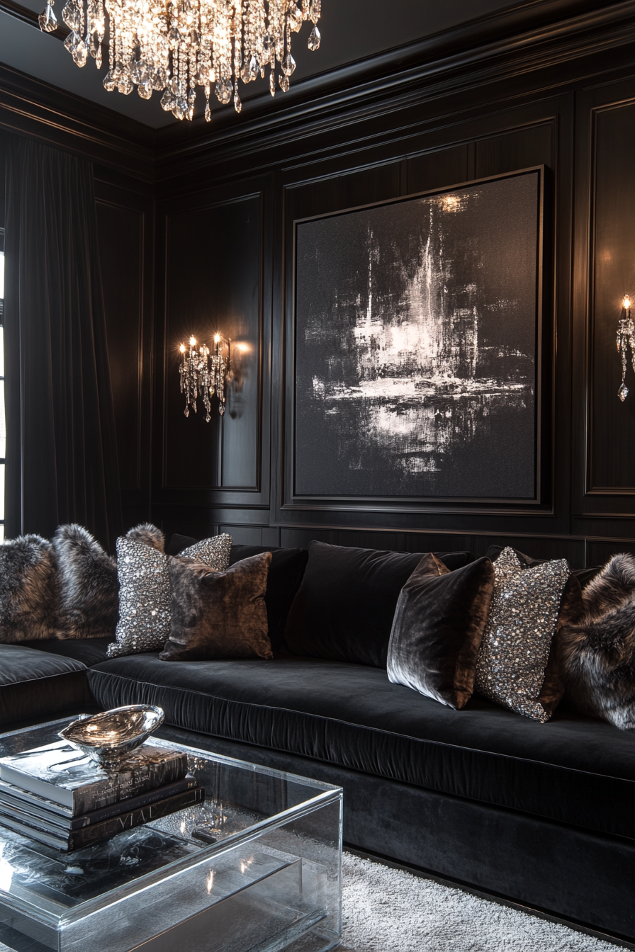 dark couch living room