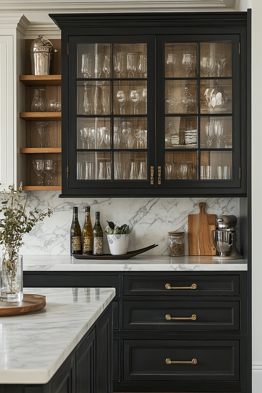 fluted glass kitchen cabinets