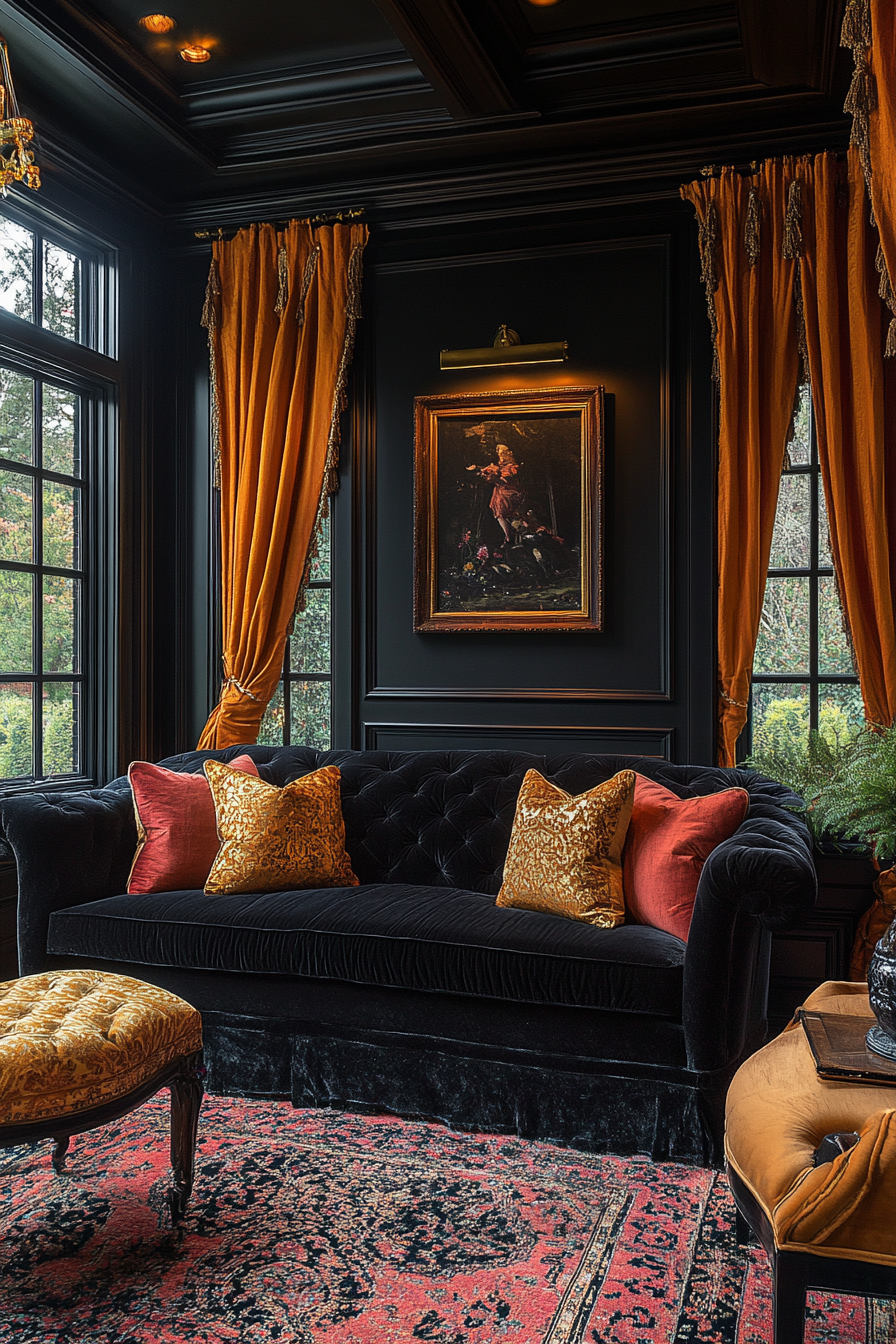 dark couch living room