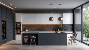 grey and white kitchen cabinets