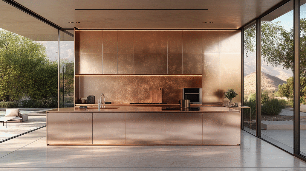 rose gold kitchen cabinets