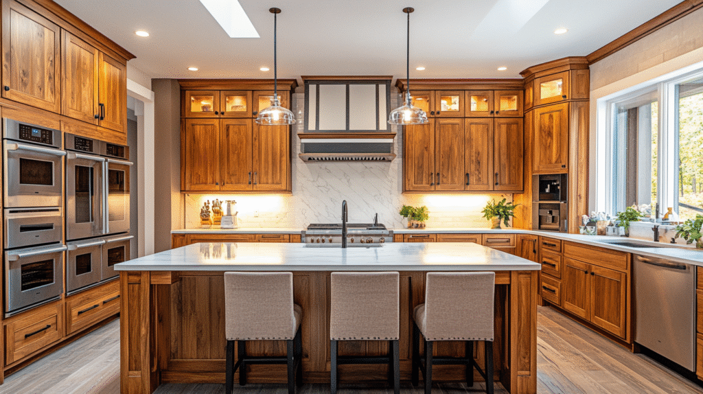 warm wood kitchen cabinets
