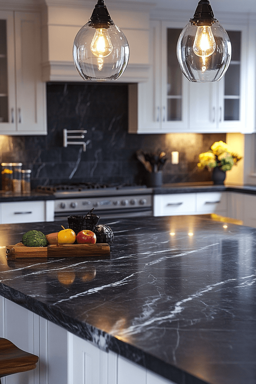 black marble countertops