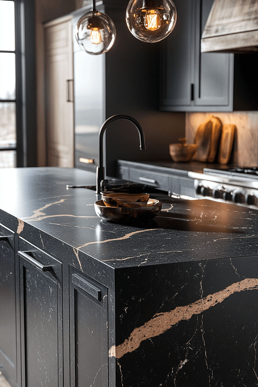 black marble countertops
