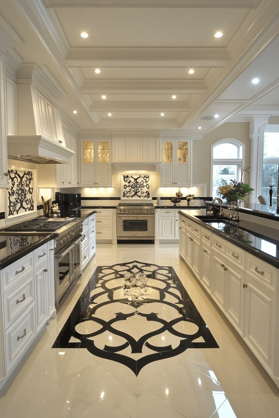 white cabinets black countertops