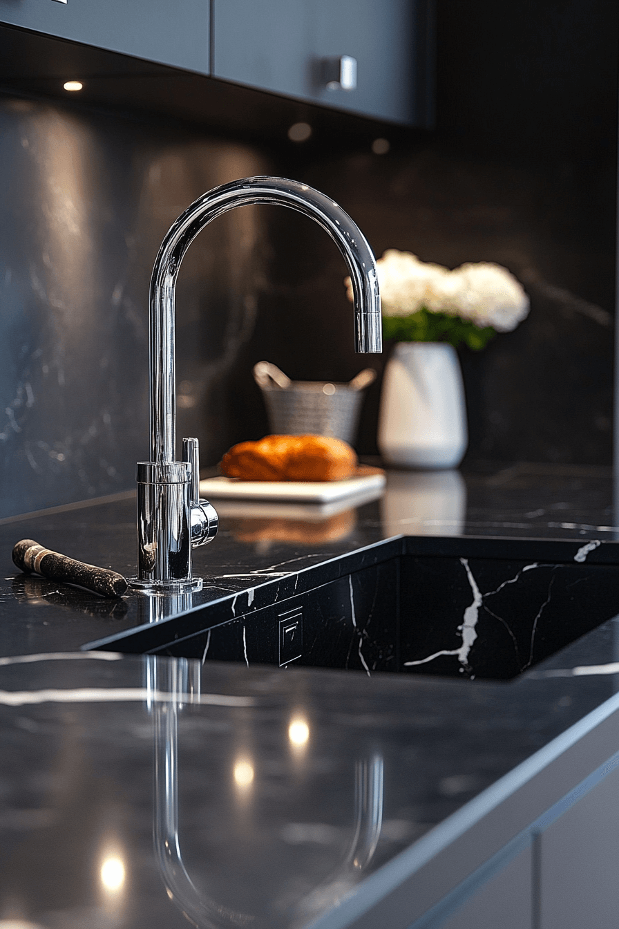 29 Black Quartz Countertops to Add Depth and Dimension to Your Design black quartz countertops