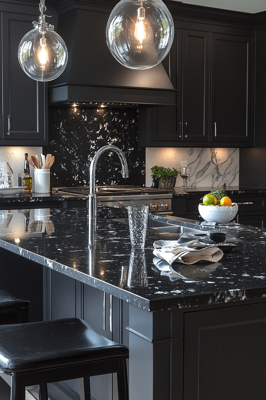 black granite countertops kitchen