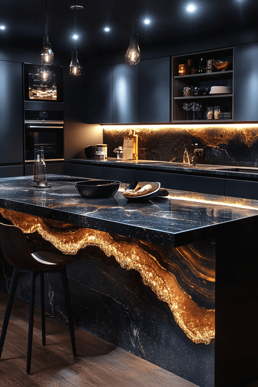 black marble countertops