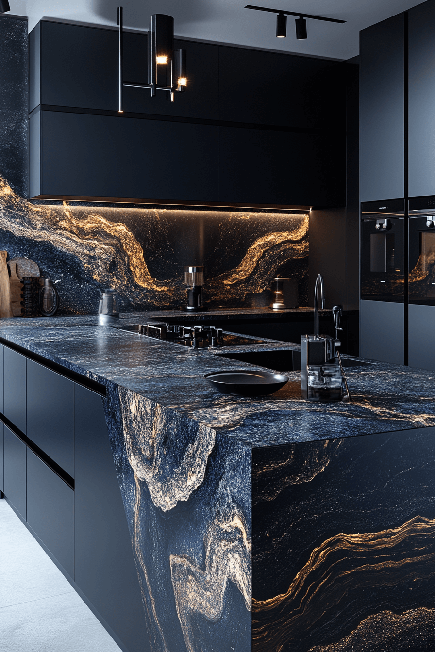 black marble countertops