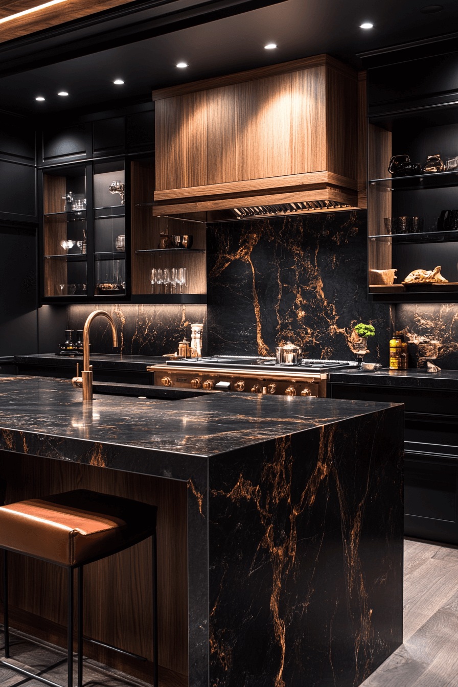 black granite countertops kitchen