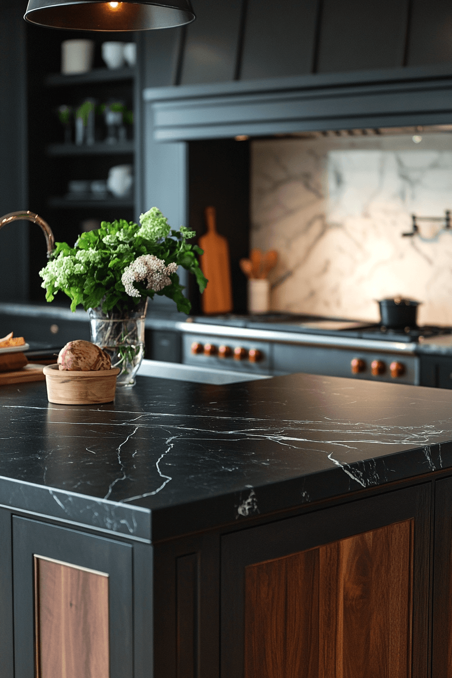 black marble countertops