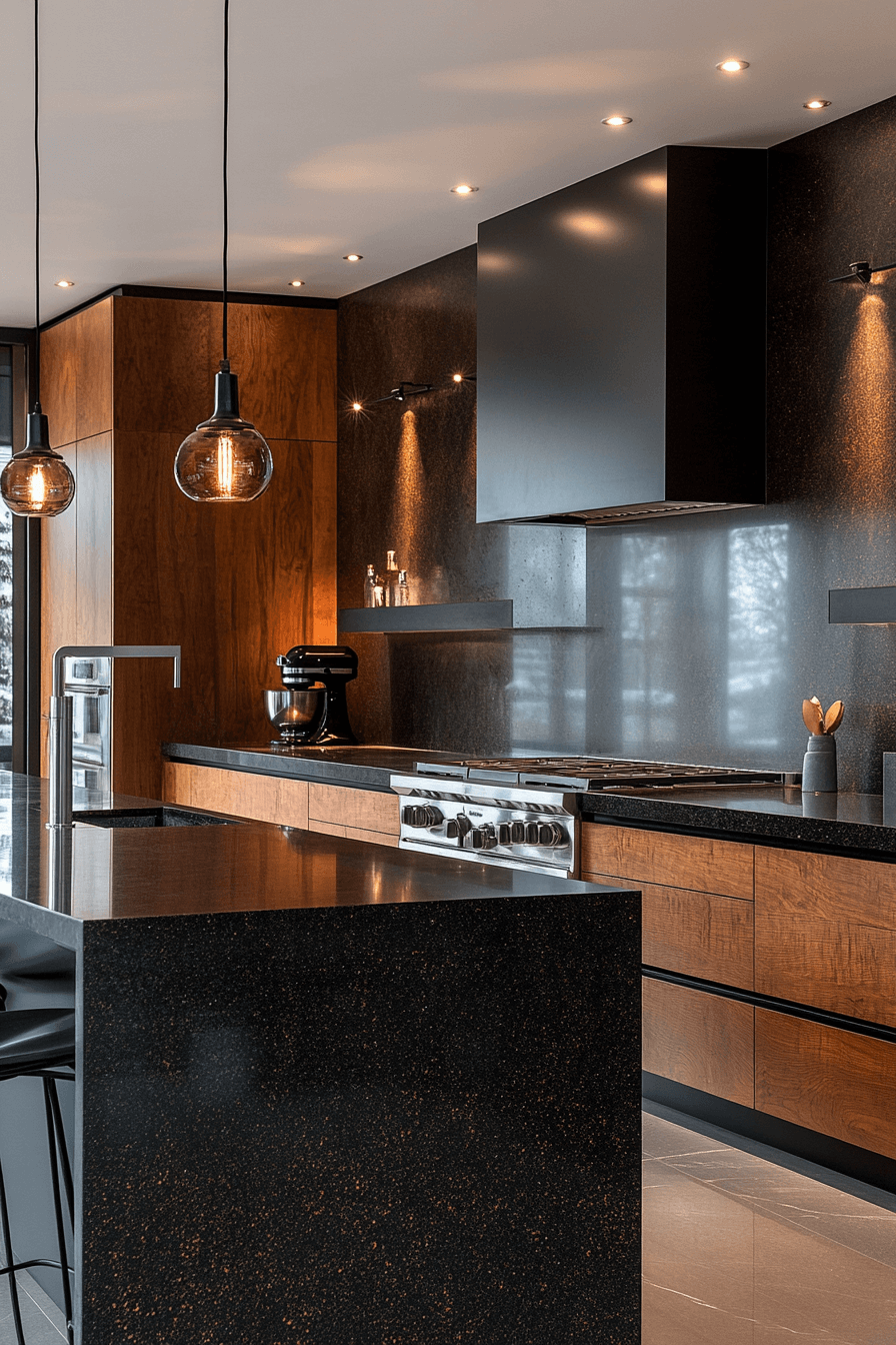 black granite countertops kitchen