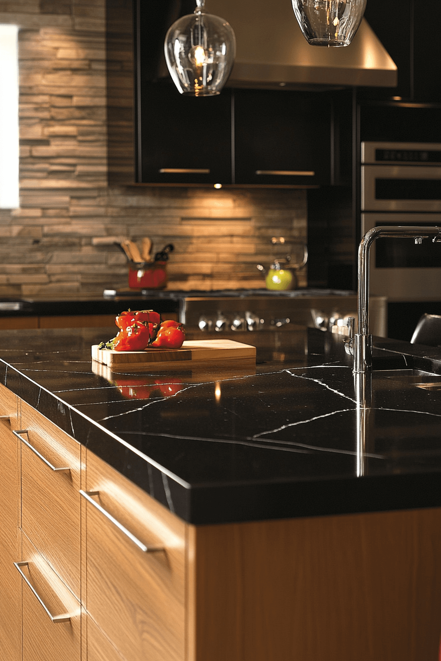 29 Black Quartz Countertops to Add Depth and Dimension to Your Design black quartz countertops