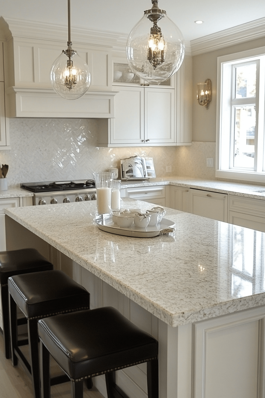 29 White Granite Countertops That Glow With Natural Light and Timeless Appeal white granite countertops