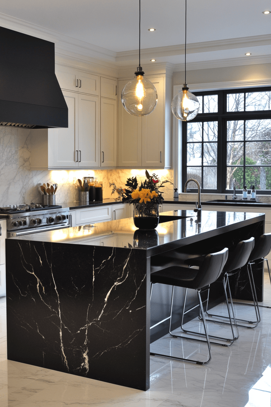 black marble countertops