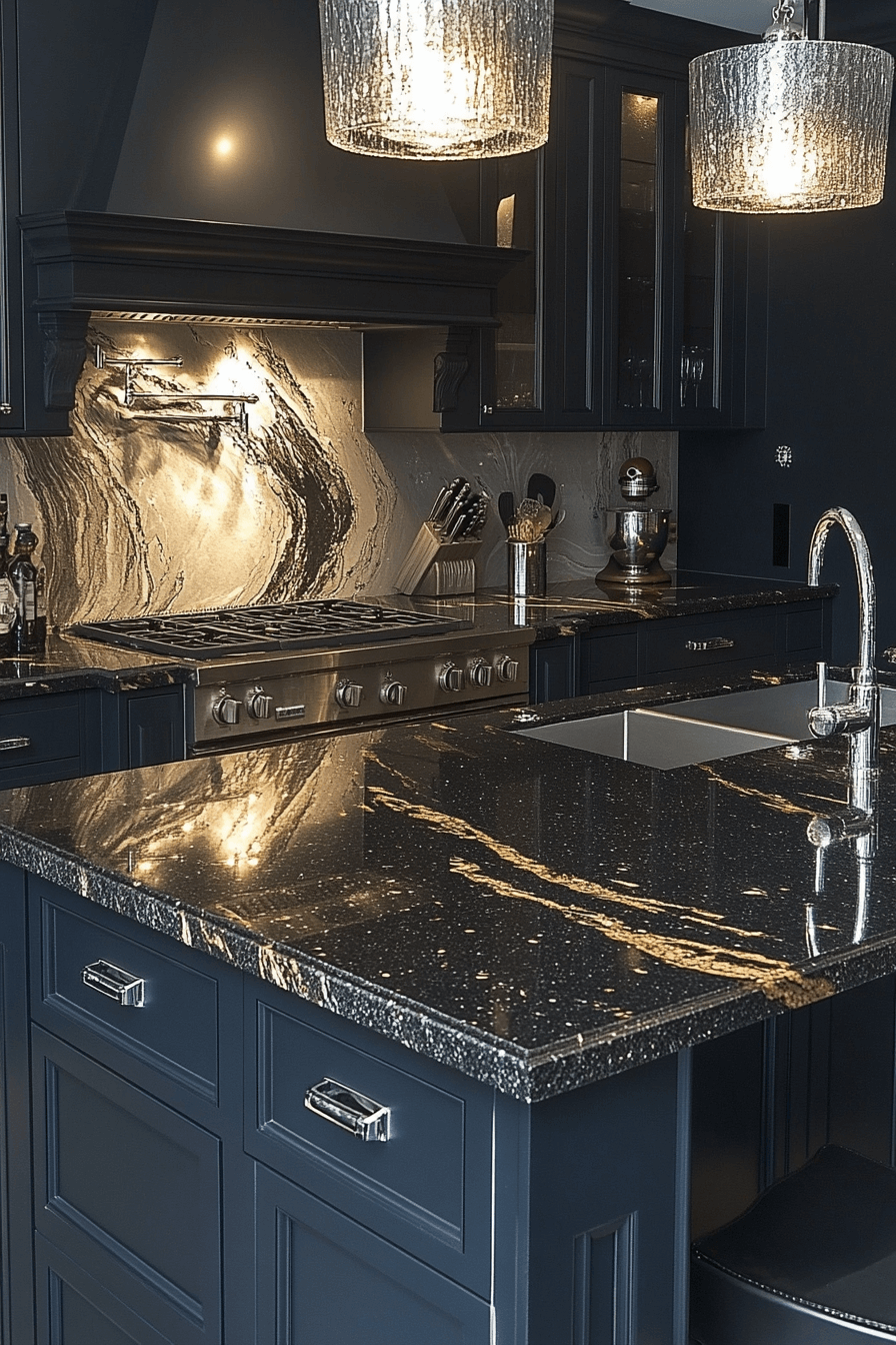 black granite countertops kitchen
